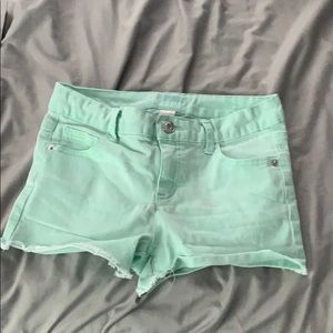 Girls Mint Jean Green Shorts